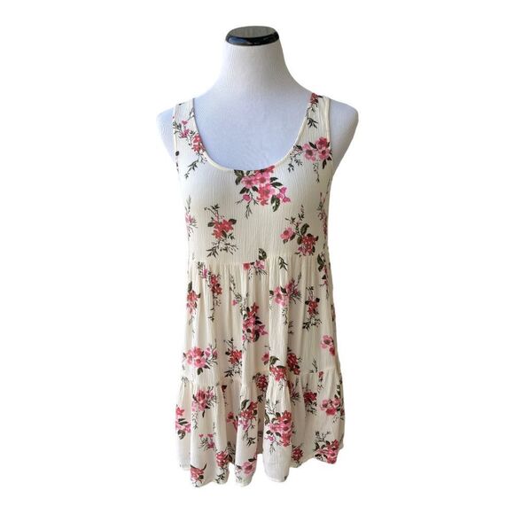 American Eagle Cream Pink Floral Dress Bohemian Casual Cowgirl Size S EUC - Picture 1 of 9